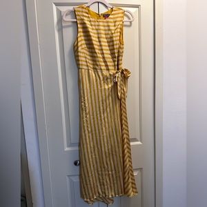 Gorgeous Vince Camuto Formal Dress- Yellow and Silver Stripe Tie Waist Dress
